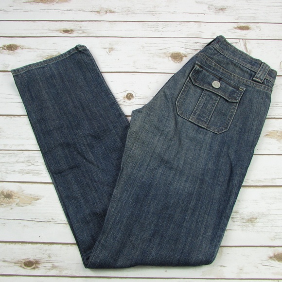 Gap Stretch Straight Jeans Lightly Distressed Dark - Picture 1 of 7